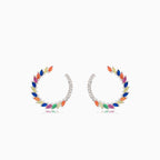 Boucles d’oreilles puces cercles en argent avec pierres synthétiques