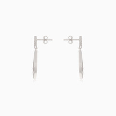 Silver dangle stud earrings with cubic zirconia