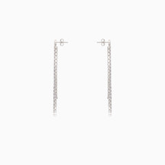 Silver earrings with dangling cubic zirconia