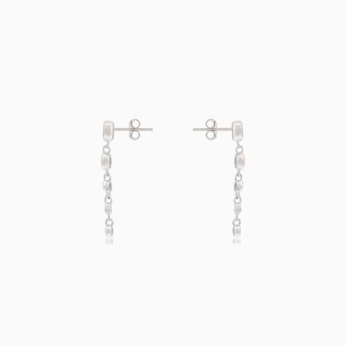 Pendientes de cadena de plata con circonitas cúbicas