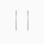 Silver bar dangle stud earrings with cubic zirconia