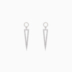 Silver dangle cubic zirconia triangular stud earrings
