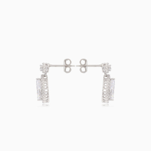 Silberne Tropfen-Hänge-Ohrstecker