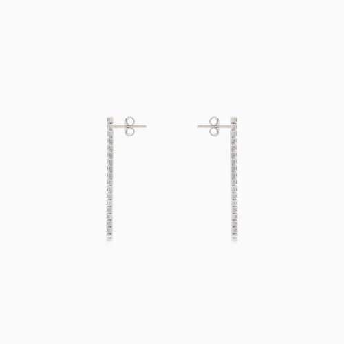 Hängende Silber-Ohrringe mit Zirkonia-Steinen