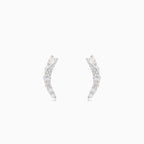 Boucles d’oreilles puces linéaires en argent avec zircons cubiquesSilver linear stud earrings with cubic zirconia
