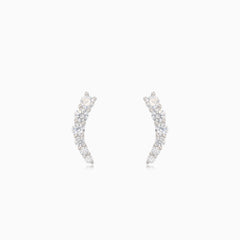 Boucles d’oreilles puces linéaires en argent avec zircons cubiquesSilver linear stud earrings with cubic zirconia