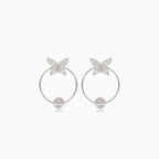 Boucles d'oreilles en argent avec anneau en forme de papillon