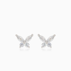 Stříbrné motýlí náušnice s kubickými zirkony