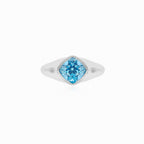 Bague en argent pour femmes et hommes avec topaze bleue