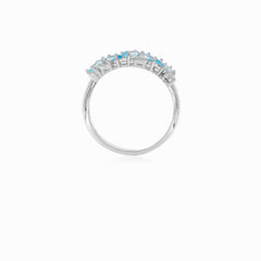 Bague femme en argent avec quartz bleu et zirconia cubique