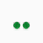 Silver small stud earrings with synthetic emerald