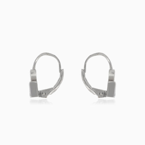 Pendientes de plata con topacio cuadrado y corazón de circonita cúbica