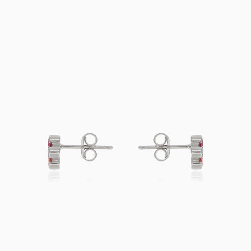 Silberne Ohrstecker mit mehrfarbiger Blume