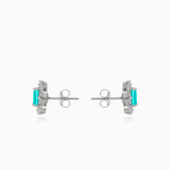 Puces en argent avec tourmaline