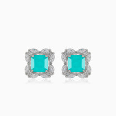 Puces en argent avec tourmaline