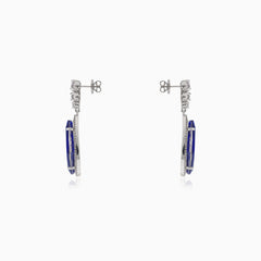 Visací náušnice se safírem a kubickými zirkony