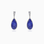 Visací náušnice se safírem a kubickými zirkony