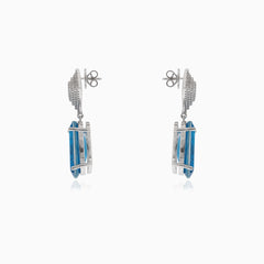 Stříbrné turmalínové náušnice s kubickým zirkonem ve tvaru kosočtverce