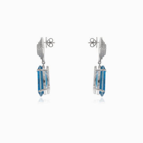 Stříbrné turmalínové náušnice s kubickým zirkonem ve tvaru kosočtverce