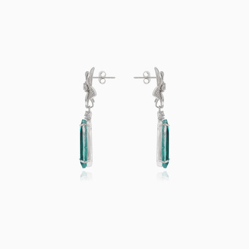 Boucles d'oreilles en argent avec tourmaline et fleur