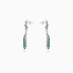 Boucles d'oreilles en argent avec tourmaline et fleur