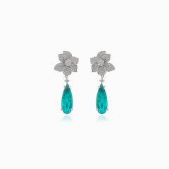 Boucles d'oreilles en argent avec tourmaline et fleur