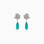 Boucles d'oreilles en argent avec tourmaline et fleur