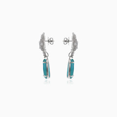 Silver earrings with synthetic tourmaline and cubic zirconia accent