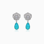 Silver earrings with synthetic tourmaline and cubic zirconia accent