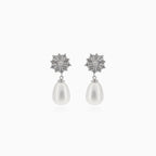 Pendientes de plata con perla y circonita cúbica