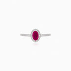 Oval synthetic ruby silver ring