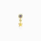 Chic cubic zirconia gold piercing with dangling star