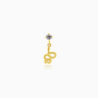 Piercing chic en or jaune avec zircon cubique et pendentif serpent pendant