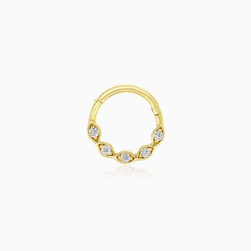 Stilvolles Gelbgold-Hoop-Piercing mit Zirkonia