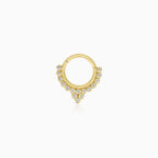 Women gold hoop piercing with cubic zirconia