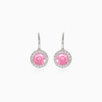 Boucles d'oreilles en argent avec quartz rose rond