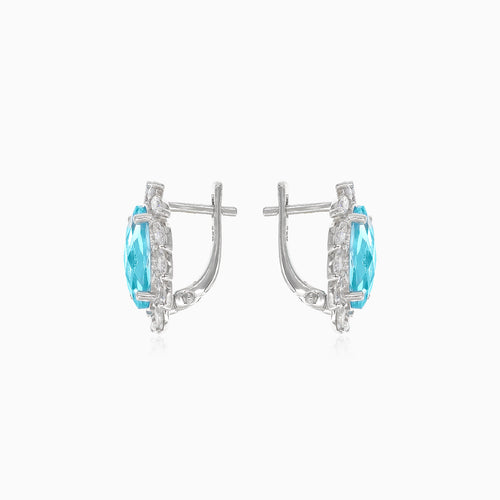 Silver topaz earrings with cubic zirconia around