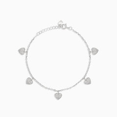 Silbernes Fußkettchen mit Herzanhängern