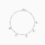 Stříbrný náramek na kotník s hvězdičkamki