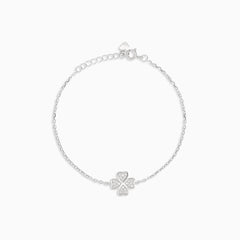 Bracelet chaîne en argent avec feuille de trèfle