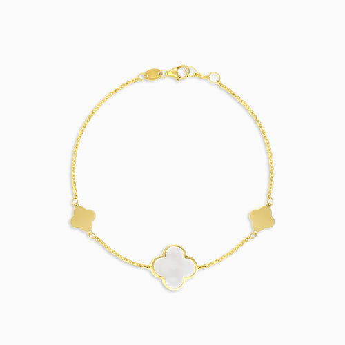 Stilvolles Damen-Armband aus Gold mit Perlmutt