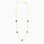 Elegant green agate clover leaf necklace