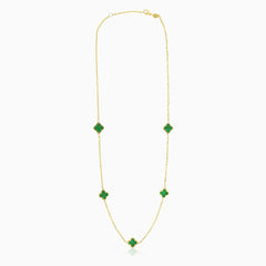 Elegant green agate clover leaf necklace