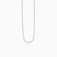 Široký stříbrný tenisový náhrdelník
