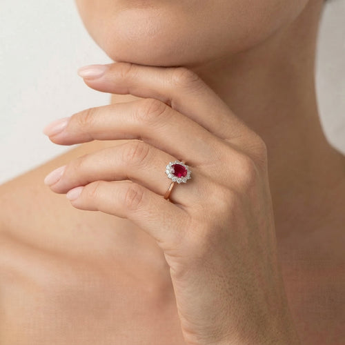 Ruby rose gold diamond ring