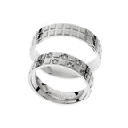 Bague de mariage élégante en or blanc avec motif carré