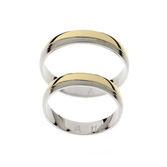 Polierter Weiß- und Gelbgold-Trauring