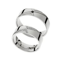 Alliance de mariage élégante avec diamants mélangés