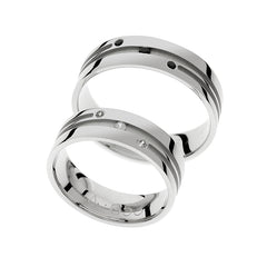 Anillos de boda modernos con diamantes duales