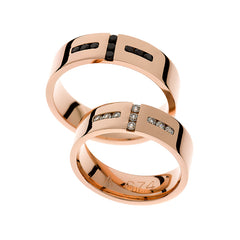 Bague de mariage élégante en or rose avec pierresBague de mariage élégante en or rose avec pierres